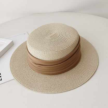 Chapeau Plat en Paille – Tressé Main – Protection Solaire – Vacances et Plage