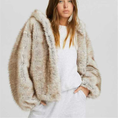 Manteau Femme Décontracté Style Japonais Coréen en Laine Mélangée et Velours de Yak - Couleur Abricot - S à XL