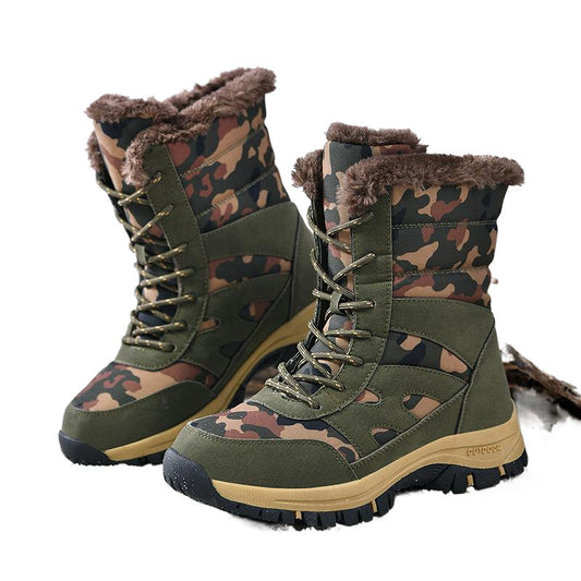 Bottes Outdoor Femme – Camouflage Vert Armée, Hautes, Confort Chaud