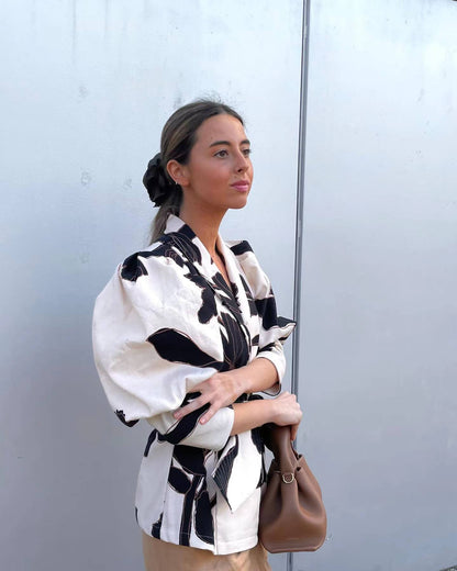 Veste Femme en Suède – Style Commuter Élégant – Boutons – Tailles S à L