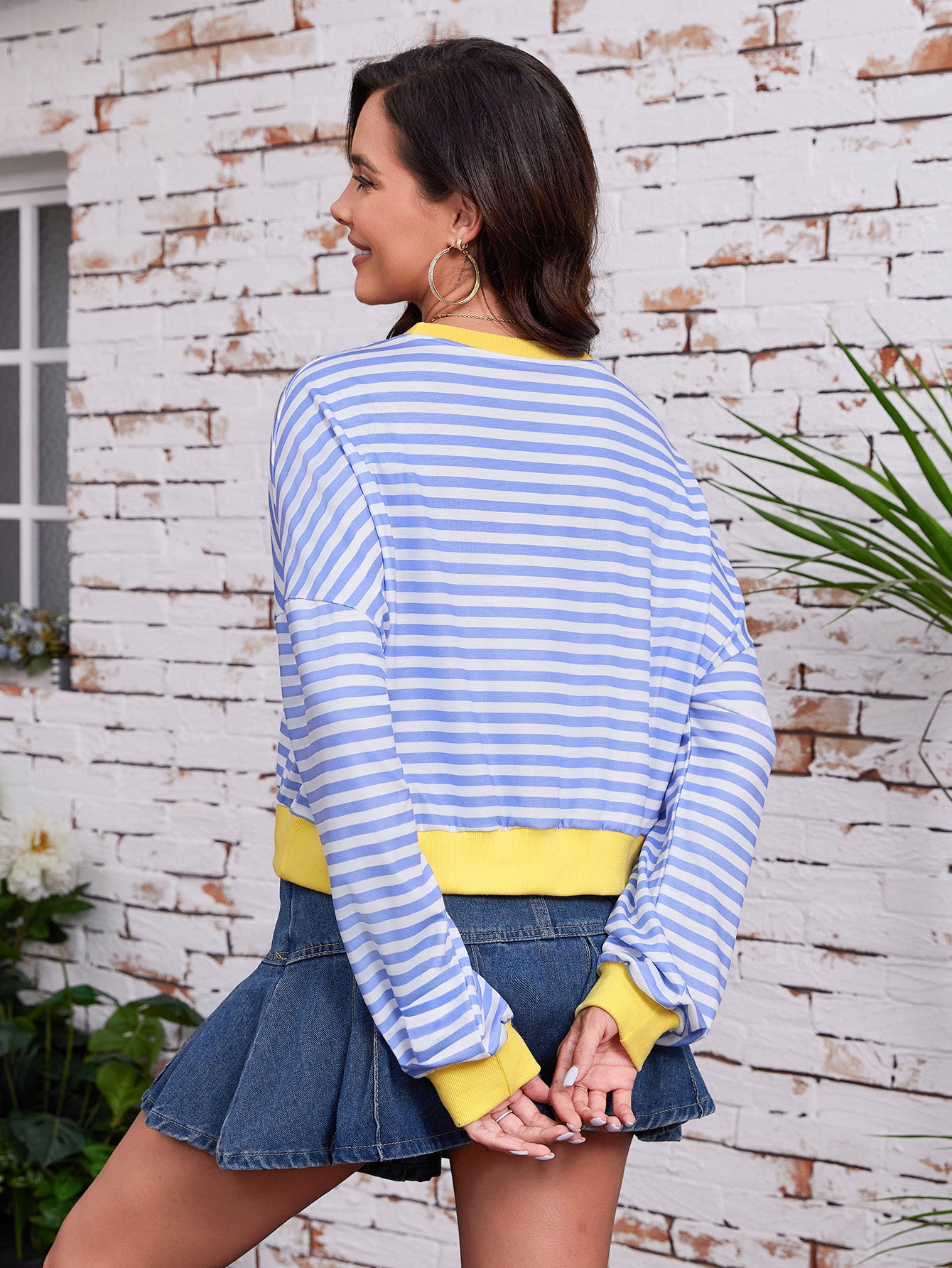 Pull Femme à Rayures – Col Rond, Manches Longues, Style Décontracté