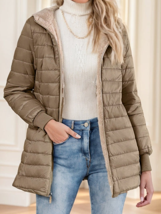 Aveloria Modichic – Manteau Matelassé à Capuche Femme, Polaire Chaud, Style Décontracté Chic