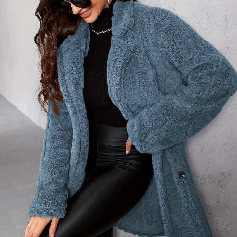 Manteau Femme Élégant en Polyester à Manches Longues - Tailles M à XL - Couleurs Multiples