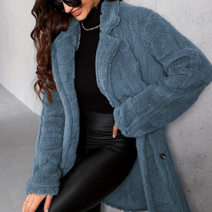 Manteau Femme Élégant en Polyester à Manches Longues - Tailles M à XL - Couleurs Multiples