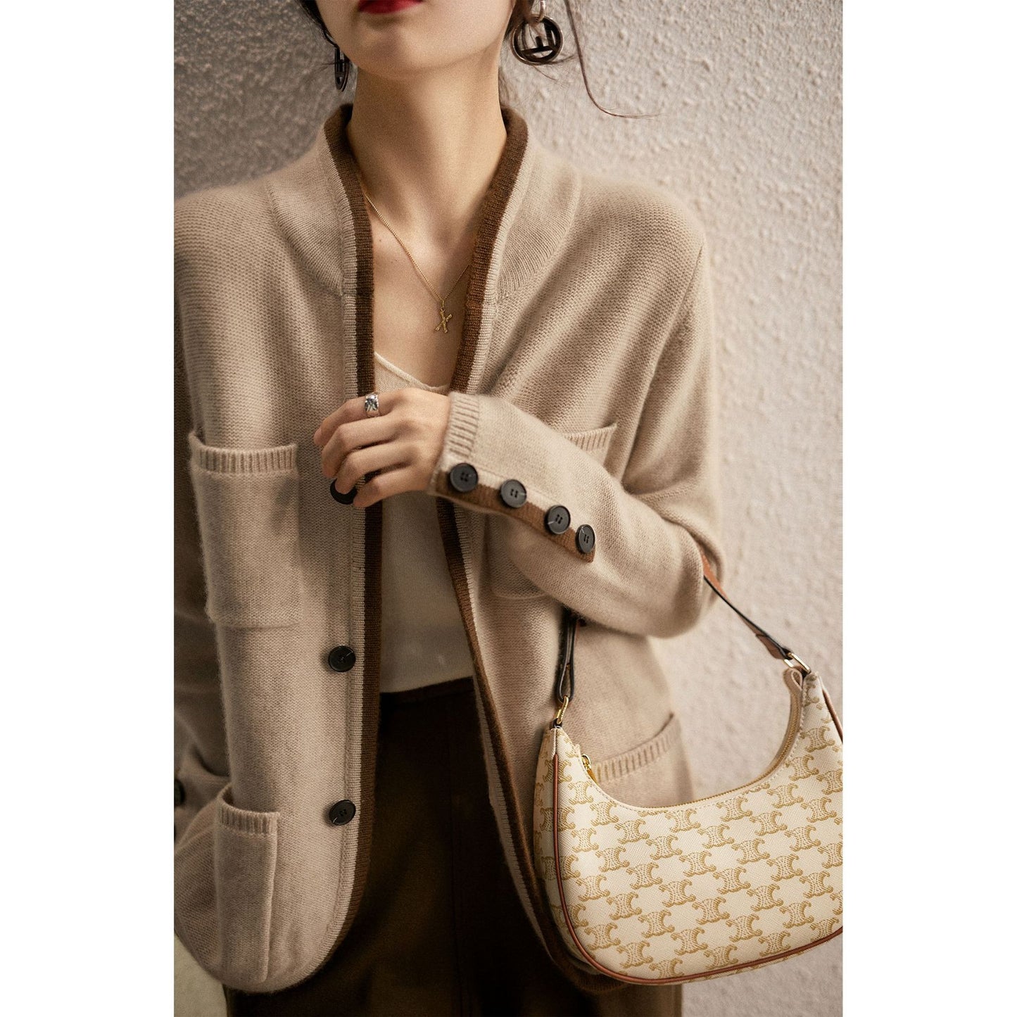 Gilet Tricot Femme – Cardigan Style Coréen, Coupe Large, Manches Longues