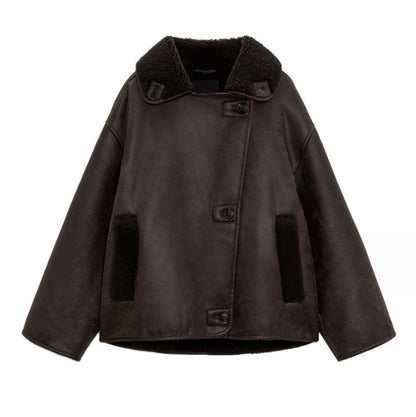 Veste Femme Polyester – Style Européen & Américain – Couleur Café Foncé