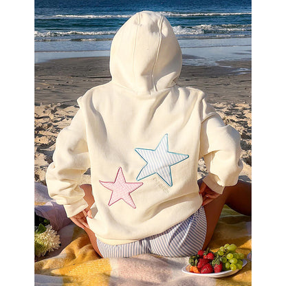 Sweat à Capuche Femme – Broderie Tendance, Manches Longues, Medium, Couleurs Variées