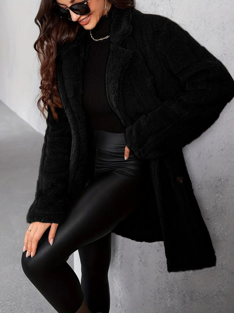 Manteau Femme Élégant en Polyester à Manches Longues - Tailles M à XL - Couleurs Multiples