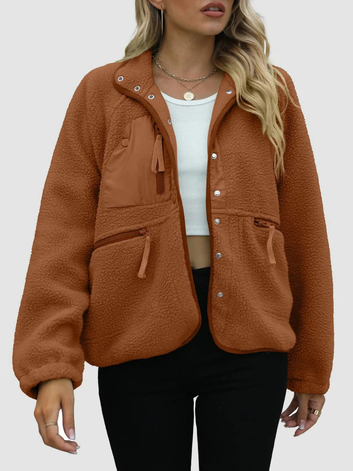 Veste Femme Style Japonais et Coréen en Laine avec Poches – Tailles M à XXL – Couleurs Variées