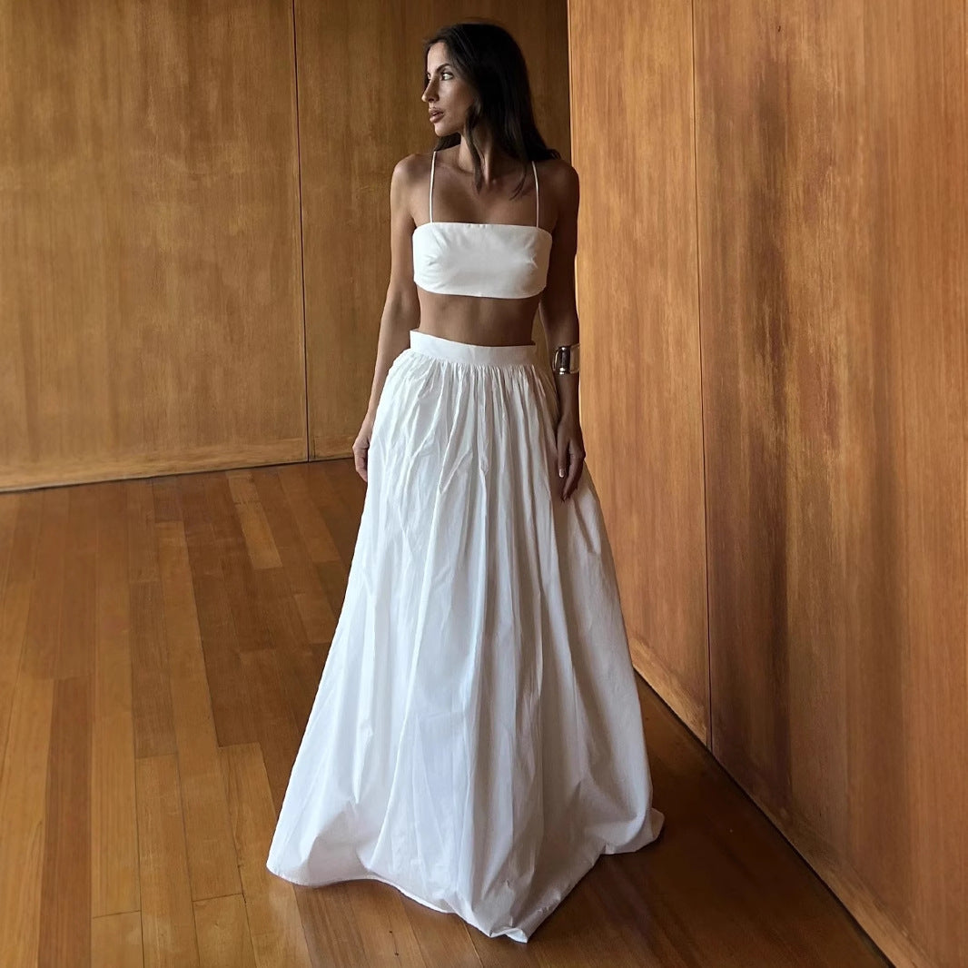 Ensemble Femme Sexy Bretelles en Coton – Jupe Longue Style Rétro