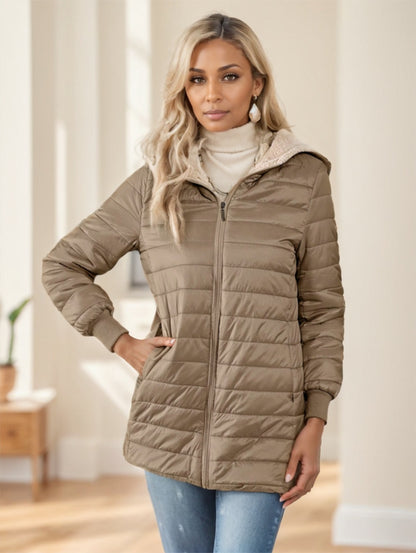 Aveloria Modichic – Manteau Matelassé à Capuche Femme, Polaire Chaud, Style Décontracté Chic