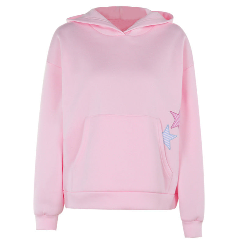 Sweat à Capuche Femme – Broderie Tendance, Manches Longues, Medium, Couleurs Variées