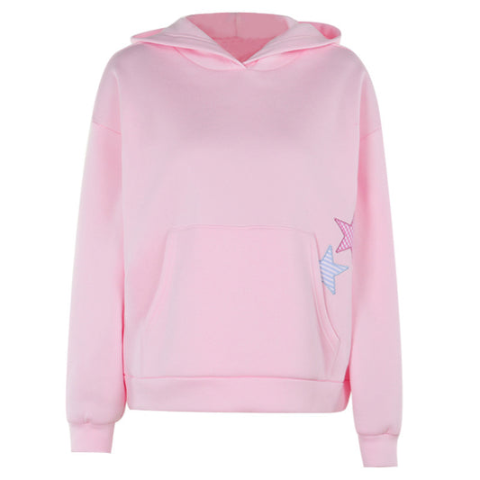 Sweat à Capuche Femme – Broderie Tendance, Manches Longues, Medium, Couleurs Variées