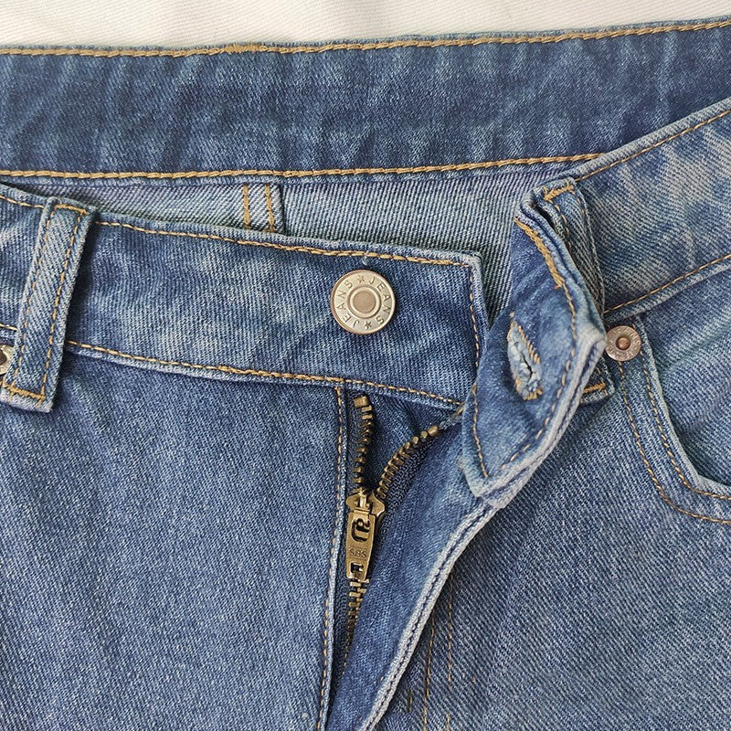 Jean Femme Décontracté – Taille Mi-haute, Coupe Droite Ample, Style Coréen & Japonais