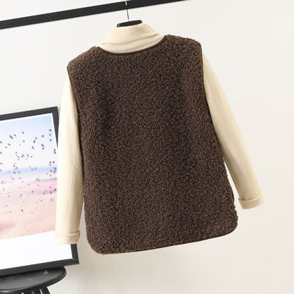 Gilet Sans Manches Femme Automne-Hiver – Doudou Polyvalent en Cachemire, Style Cardigan