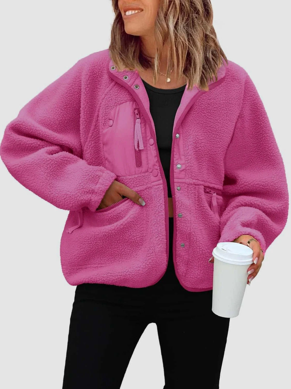 Veste Femme Style Japonais et Coréen en Laine avec Poches – Tailles M à XXL – Couleurs Variées