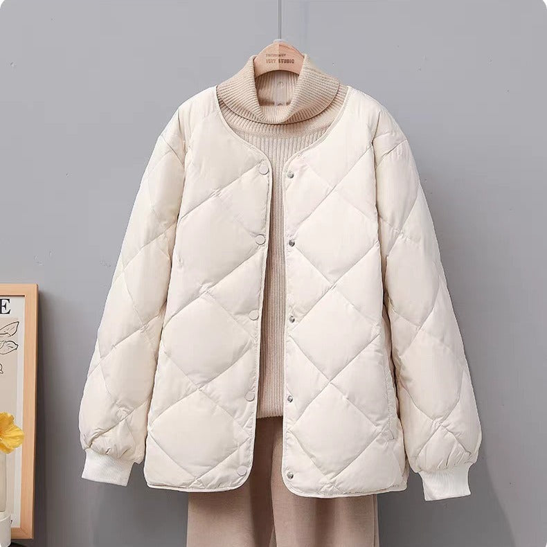 Doudoune Femme à Motif Losanges – Courte, Chic et Chaude