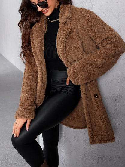 Manteau Femme Élégant en Polyester à Manches Longues - Tailles M à XL - Couleurs Multiples
