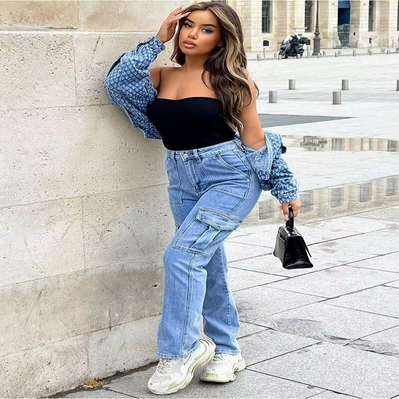 Pantalon Cargo Femme – Printemps & Automne, Multi-poches, Large et Décontracté