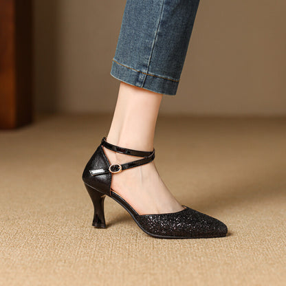 Sandales Femme à Talon Haut – Bout Pointu, Bride à Boucle
