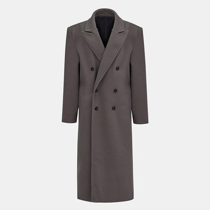 Manteau Femme Automne-Hiver – Long en Laine, Col Tailleur, Style Chic & Décontracté