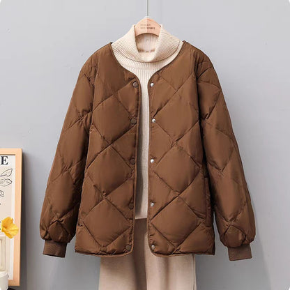 Doudoune Femme à Motif Losanges – Courte, Chic et Chaude