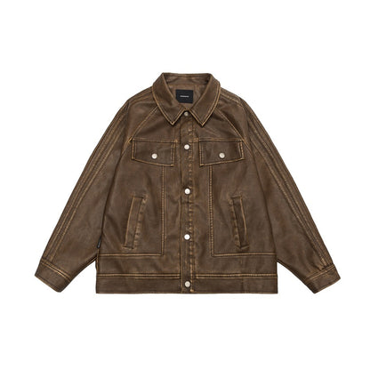 Veste Homme PU – Mode Nationale – Printemps & Automne – Poches Couture