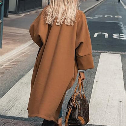 Manteau Femme Long en Laine – Ultra-long, Coupe Ample, Poches Doubles