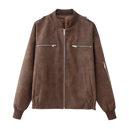 Pull Femme Street Hipster en Polyester – Manches Longues – Tailles S à L – Couleurs Gris et Marron Foncé